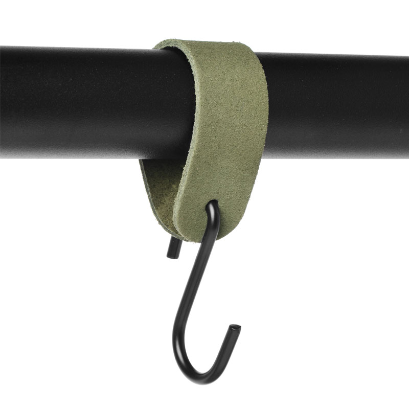 Leather S-hook hangers | Suede Olive