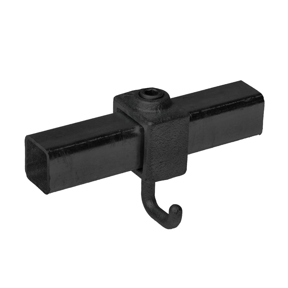 Haak Gedraaid - vierkant zwart (25mm)