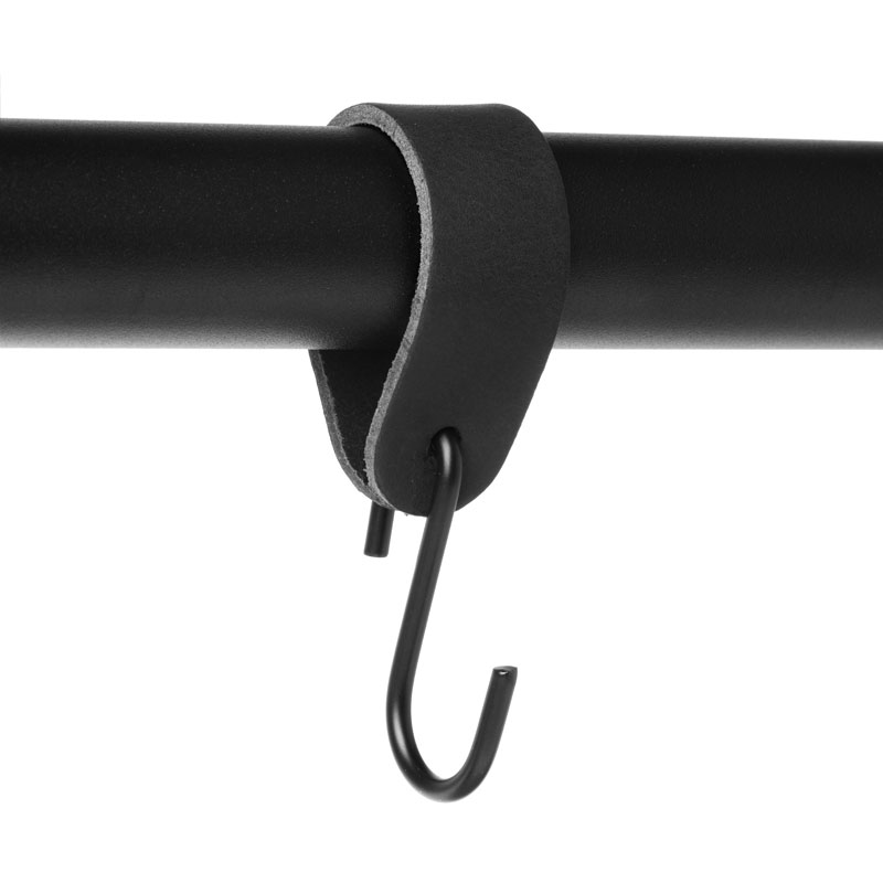 [NSH-15-BLACK] Leather S-hook hangers | Black